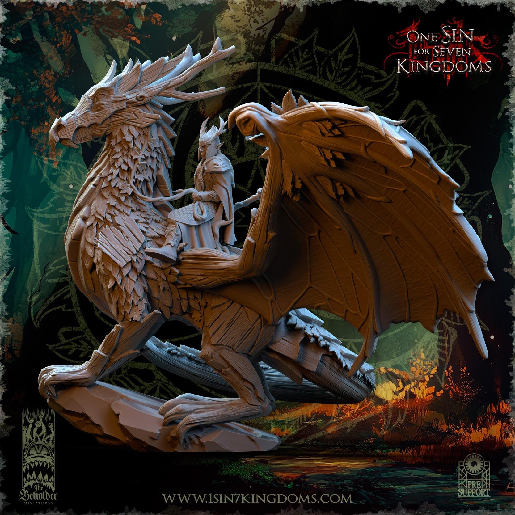 Evergreen Elves Forest Dragon - in 12k by TheBeholderMiniatures