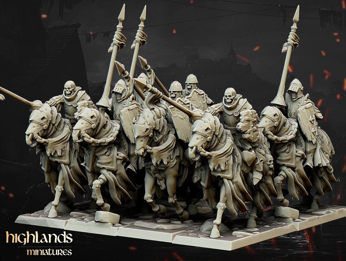 Undead Dark Knight Core Unit  - in 12k- by Highlands Miniatures