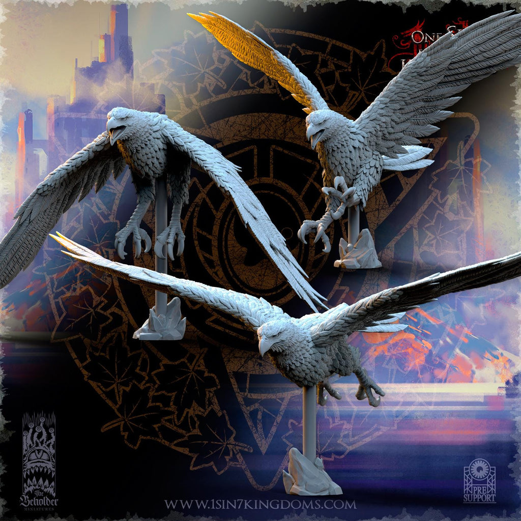 Silvermoor Elves Royal Eagles - 3 models - in 12k- by TheBeholderMiniatures