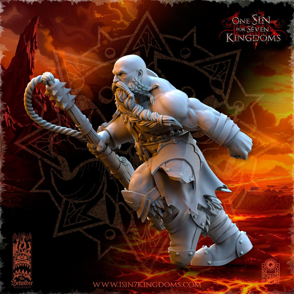 Realms of Mayhem Barbarian Despoilers with Flail - in 12k- by TheBeholderMiniatures