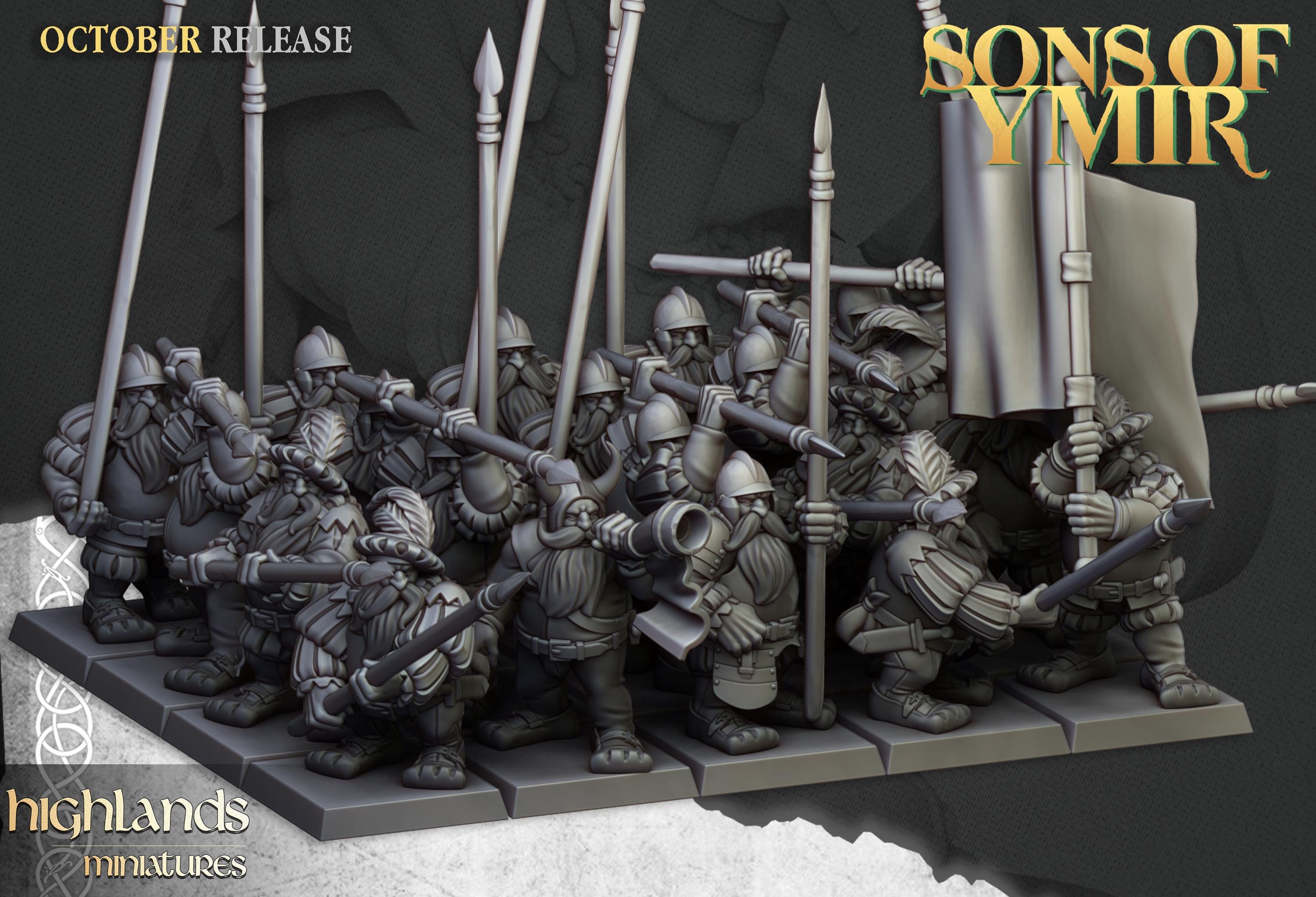 Dwarf Pikemen Unit  - in 12k- by Highlands Miniatures