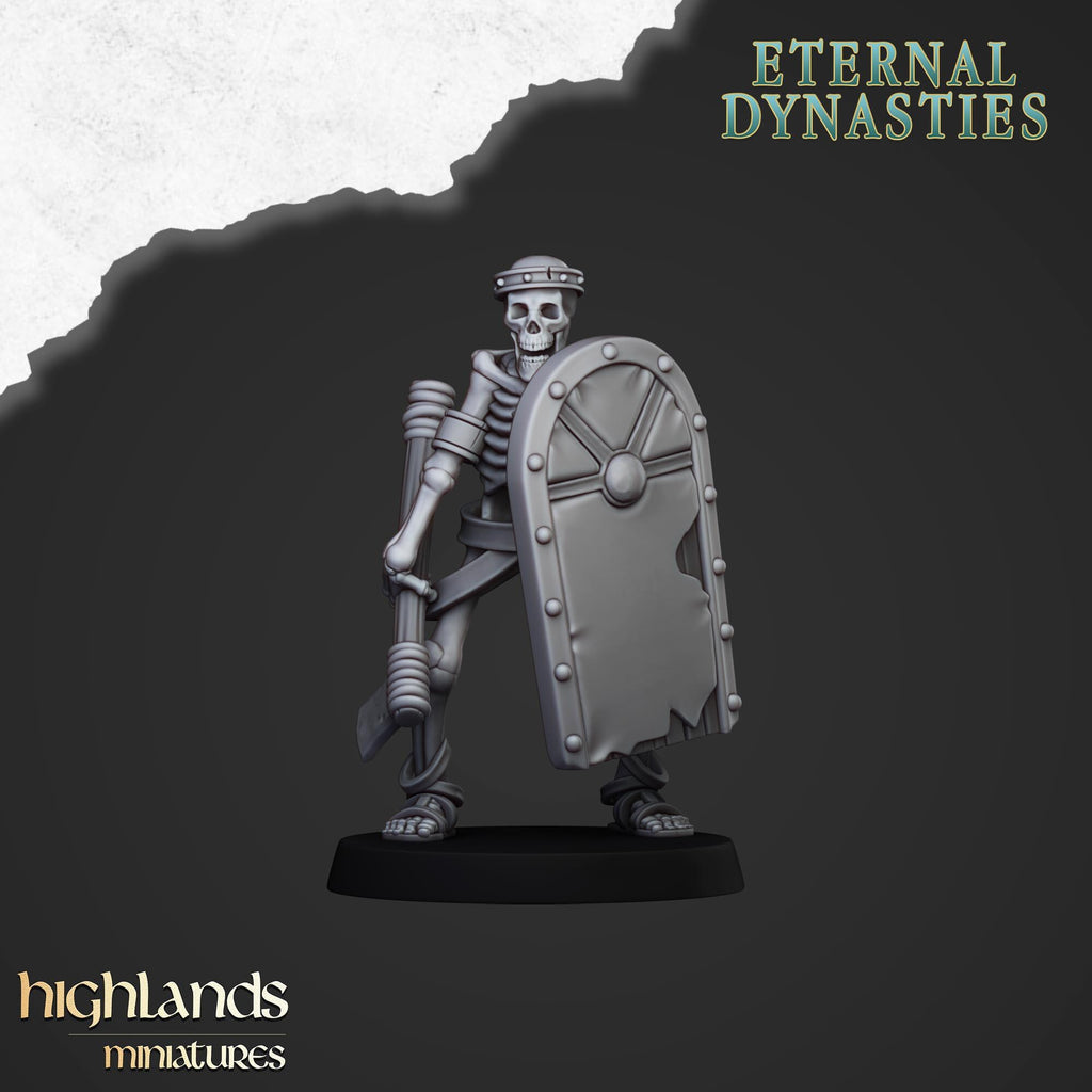 Ancient Skeletons with Spears and Hand Weapons - in 12k- by Highlands Miniatures