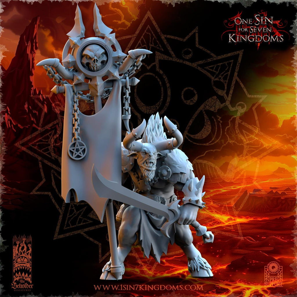 Realms of Mayhem Minotaurs Command Group - in 12k- by TheBeholderMiniatures