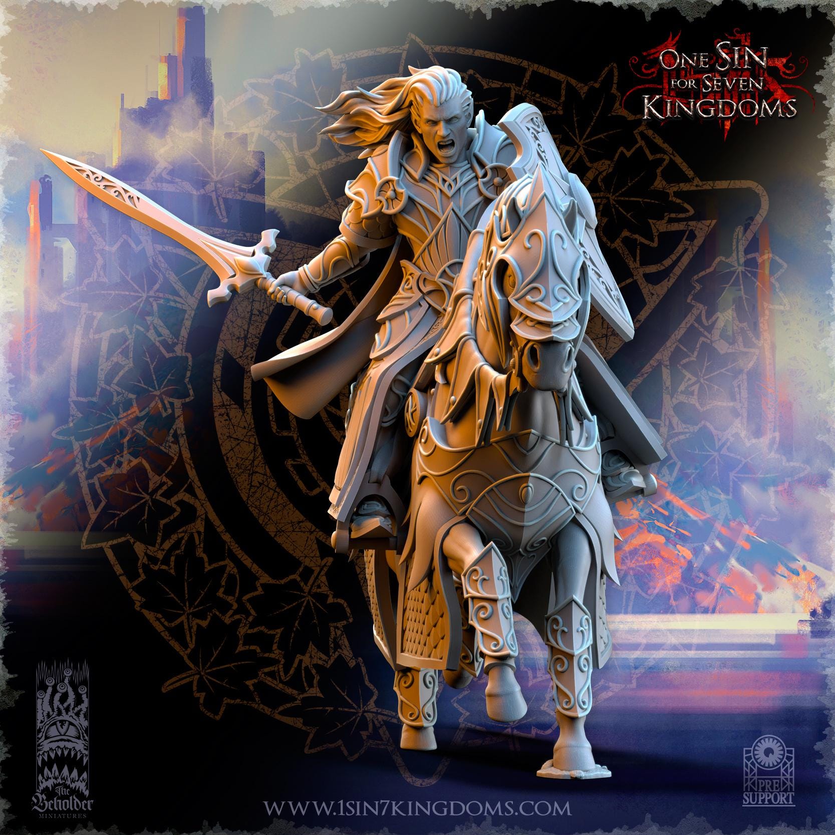 Polomhir, Silvermoor Elves Commander on Horse - in 12k- by TheBeholderMiniatures