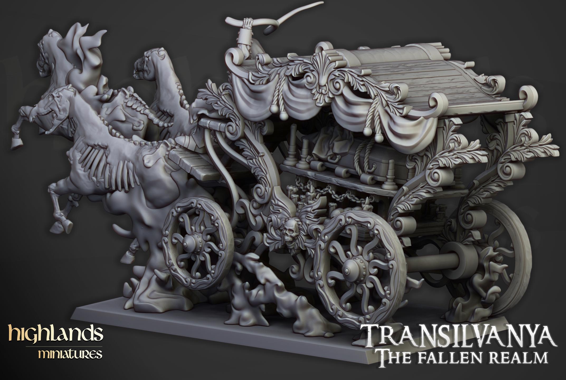 Undead Boyar Chariot   - in 12k- by Highlands Miniatures