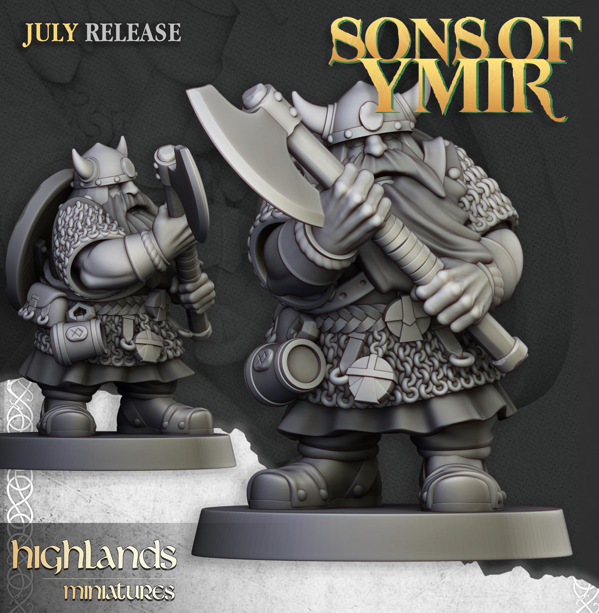Dwarfs Warriors with Two Handed Weapons  - in 12k- by Highlands Miniatures