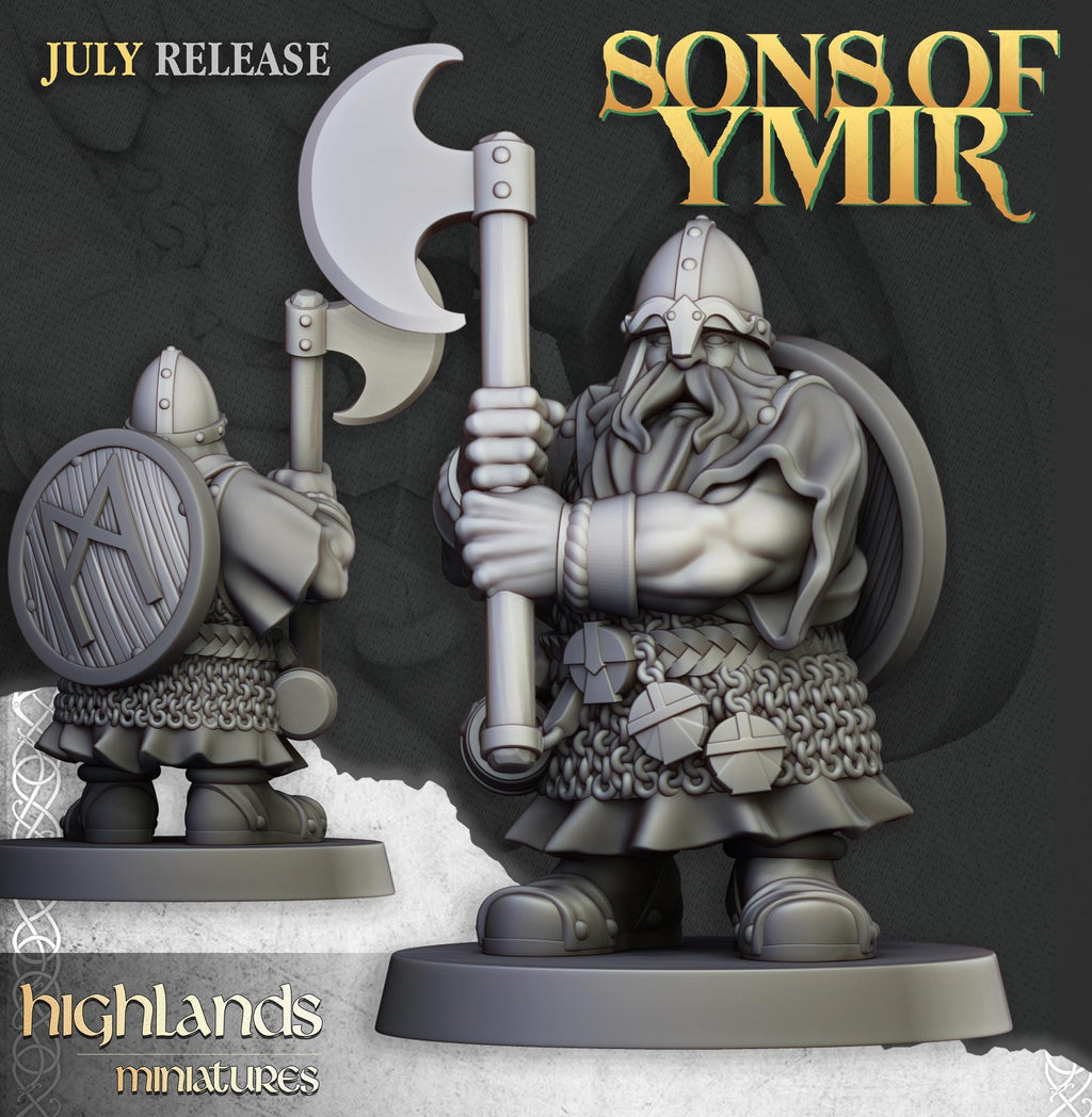 Dwarfs Warriors with Two Handed Weapons  - in 12k- by Highlands Miniatures