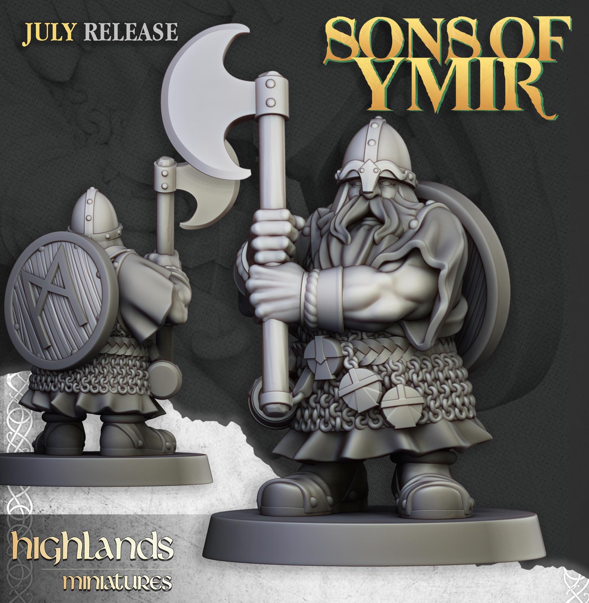 Dwarfs Warriors with Two Handed Weapons  - in 12k- by Highlands Miniatures