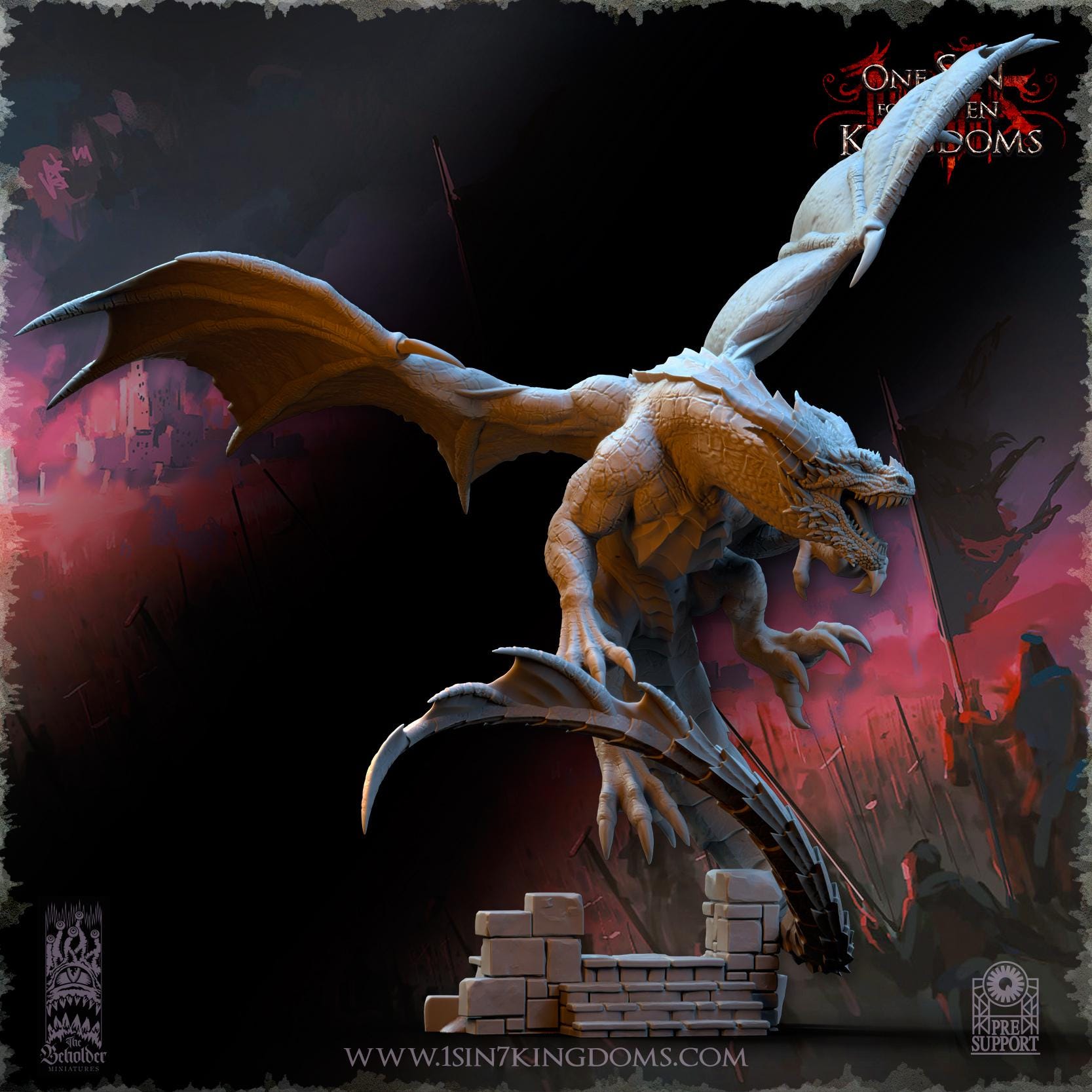 Wuthang, the Wasteland Dragon- in 12k- by TheBeholderMiniatures