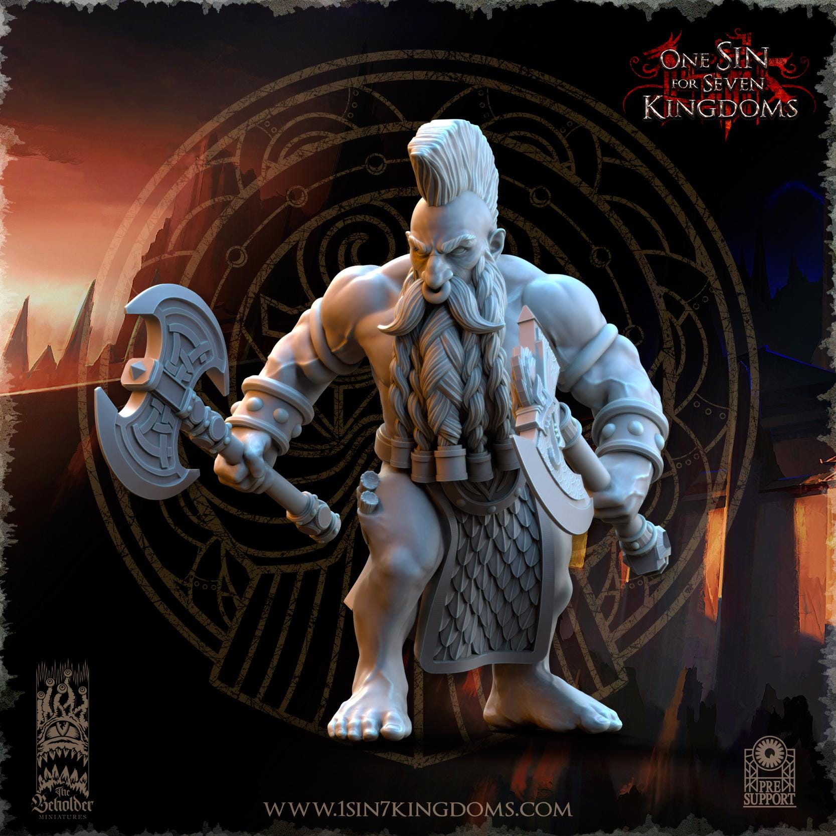 Dwarven Kingdoms Slayers of Molten Core duel axes - in 12k- TheBeholderMiniatures