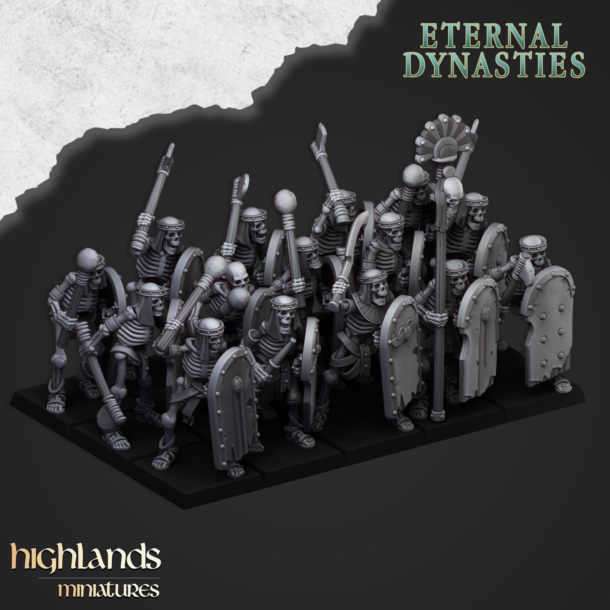 Ancient Skeletons with Spears and Hand Weapons - in 12k- by Highlands Miniatures