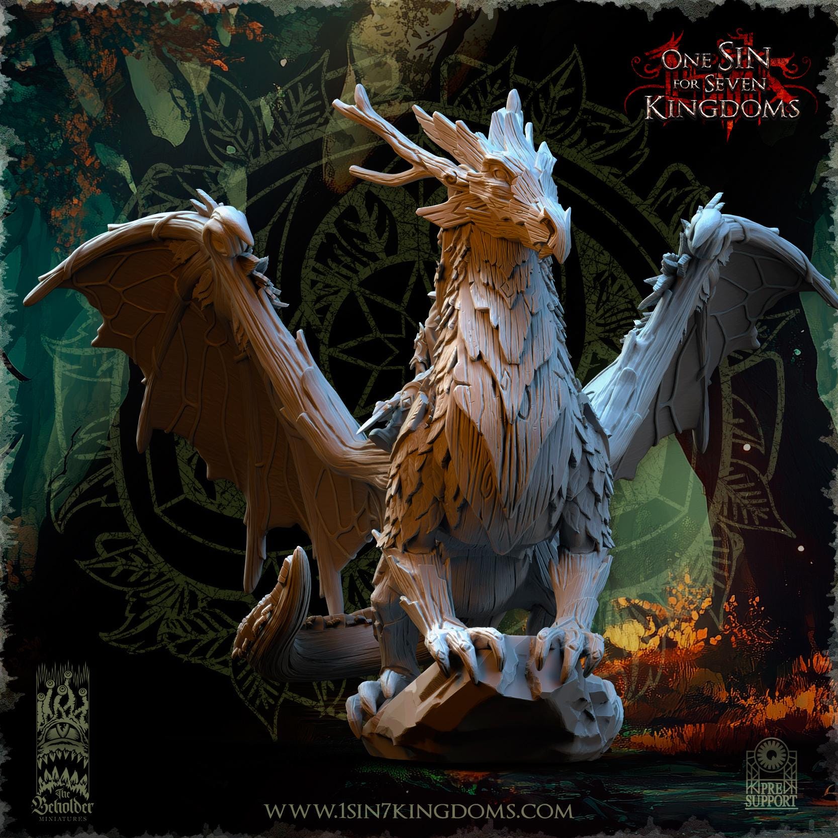 Evergreen Elves Forest Dragon - in 12k by TheBeholderMiniatures
