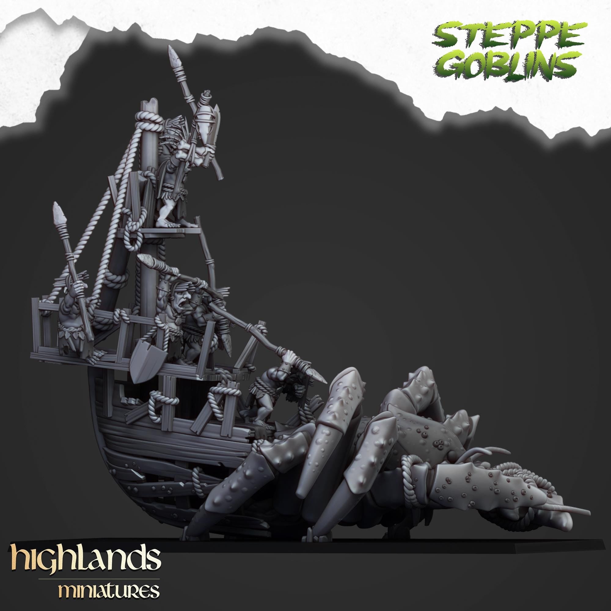 Mounted Coast Goblins on Giant Crab - in 12k- by Highlands Miniatures