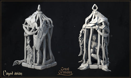 Caged avian - in 12k - by Great Grimoire