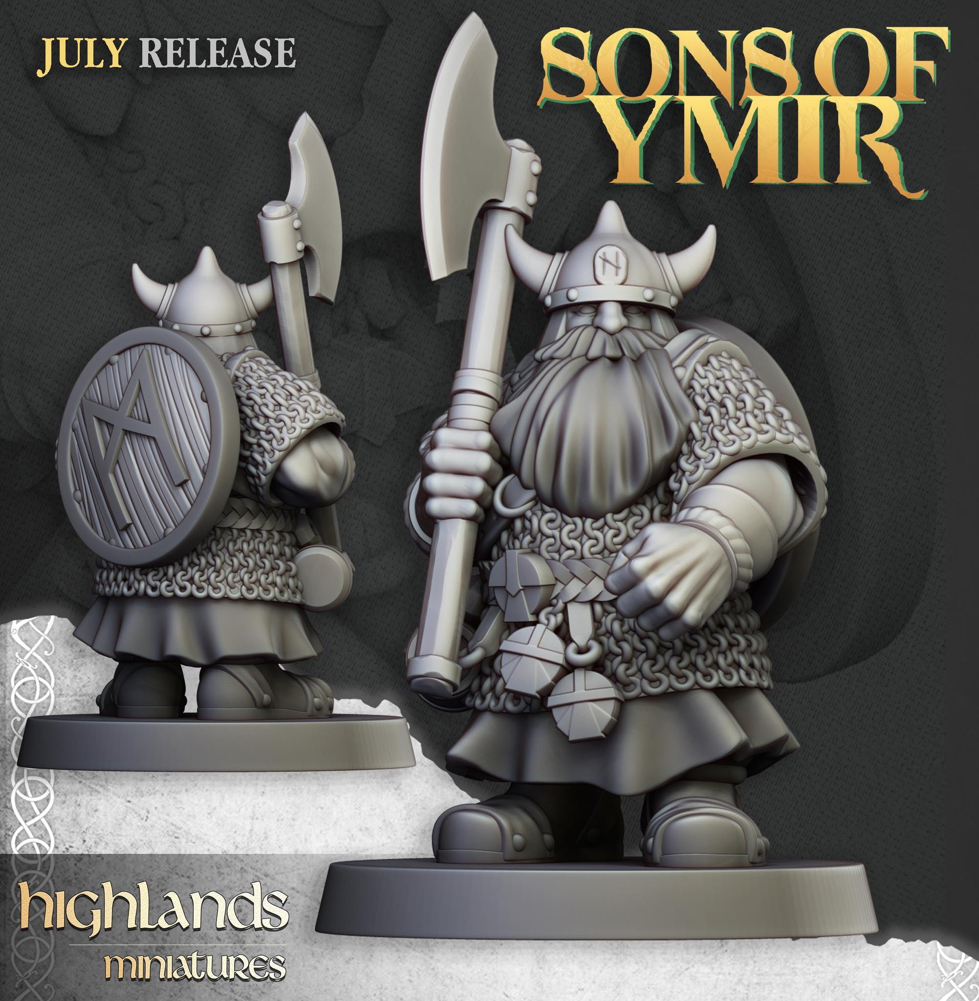 Dwarfs Warriors with Two Handed Weapons  - in 12k- by Highlands Miniatures