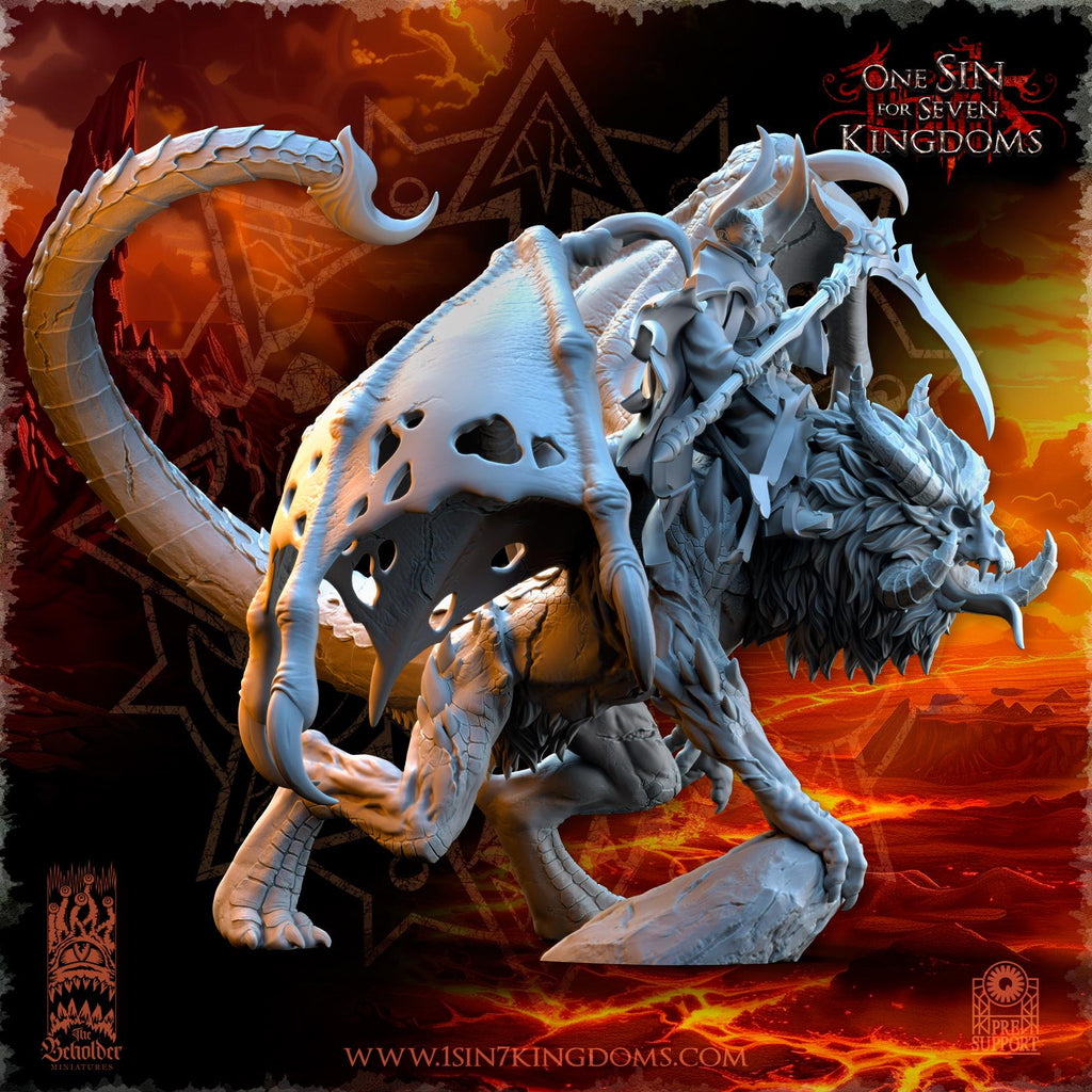 Realms of Mayhem Sorcerer on Undead Manticore- 12k by TheBeholderMiniatures