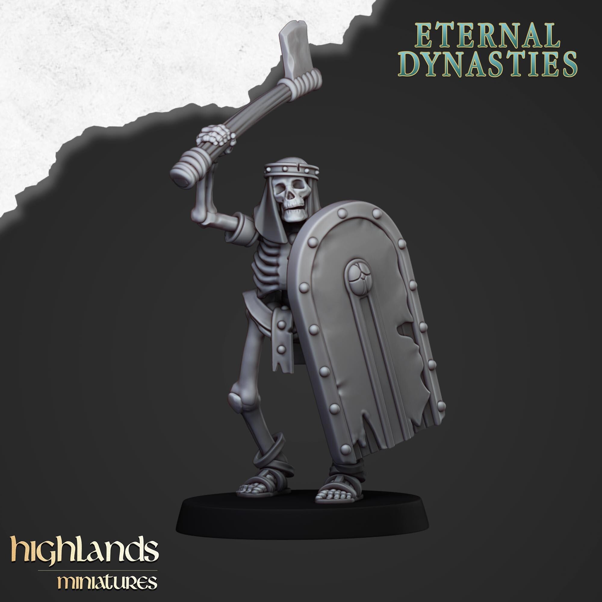 Ancient Skeletons with Spears and Hand Weapons - in 12k- by Highlands Miniatures