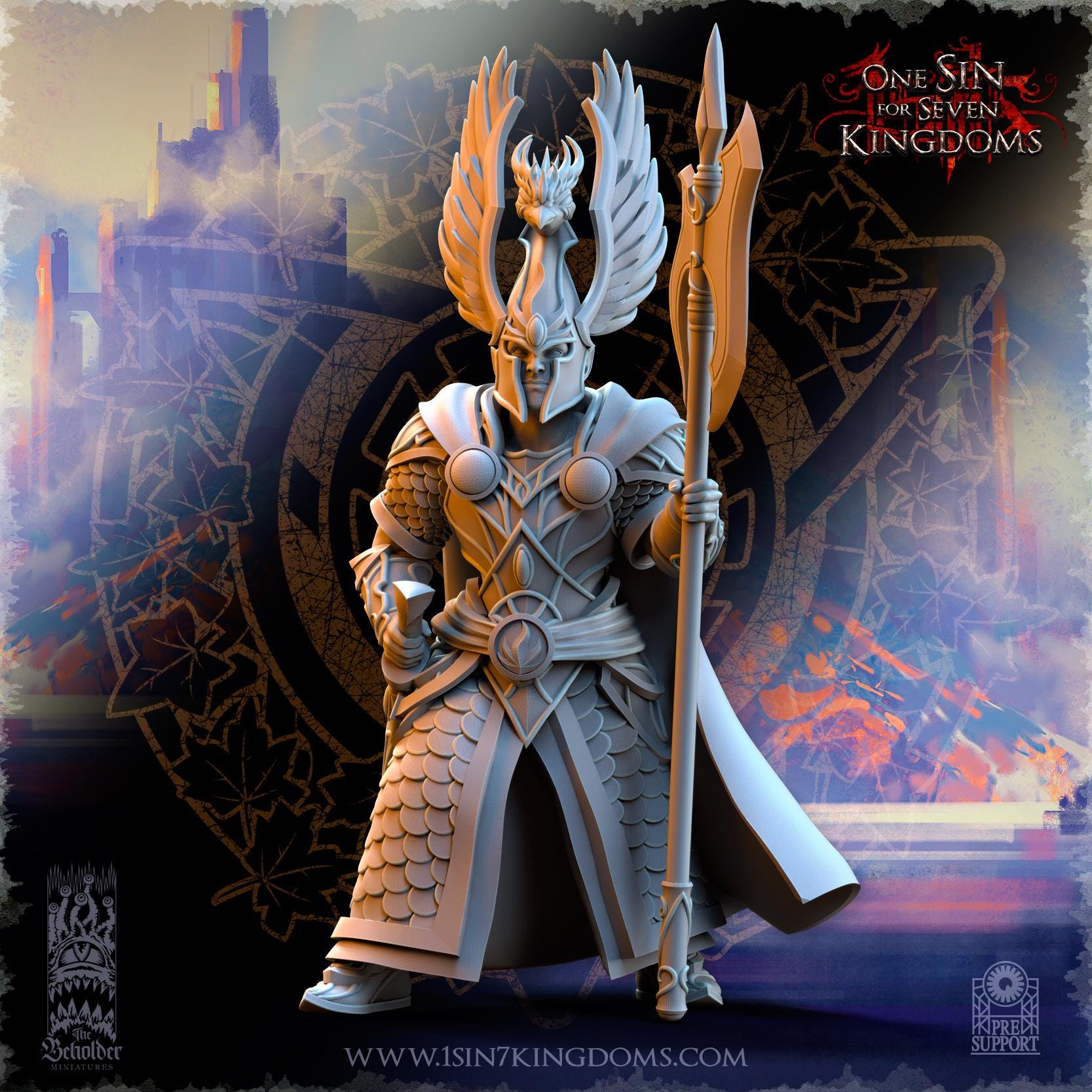 Silvermoor Elves Searing Bird Guardians Command Group - in 12k- by TheBeholderMiniatures