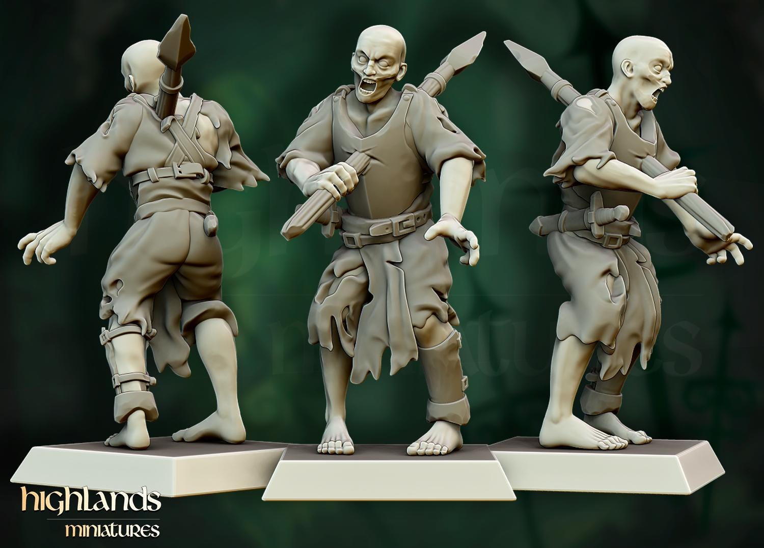 Zombie Warriors  - in 12k- by Highlands Miniatures