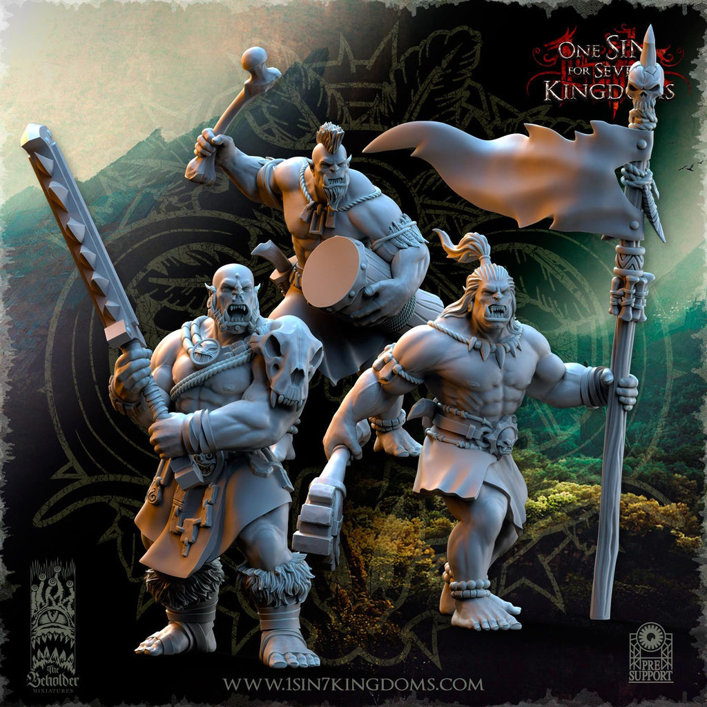 Salanaar Orcs Command Group  - in 12k- by TheBeholderMiniatures