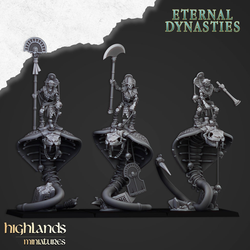 Mounted Ancient Guard on Great Snakes - in 12k- by Highlands Miniatures