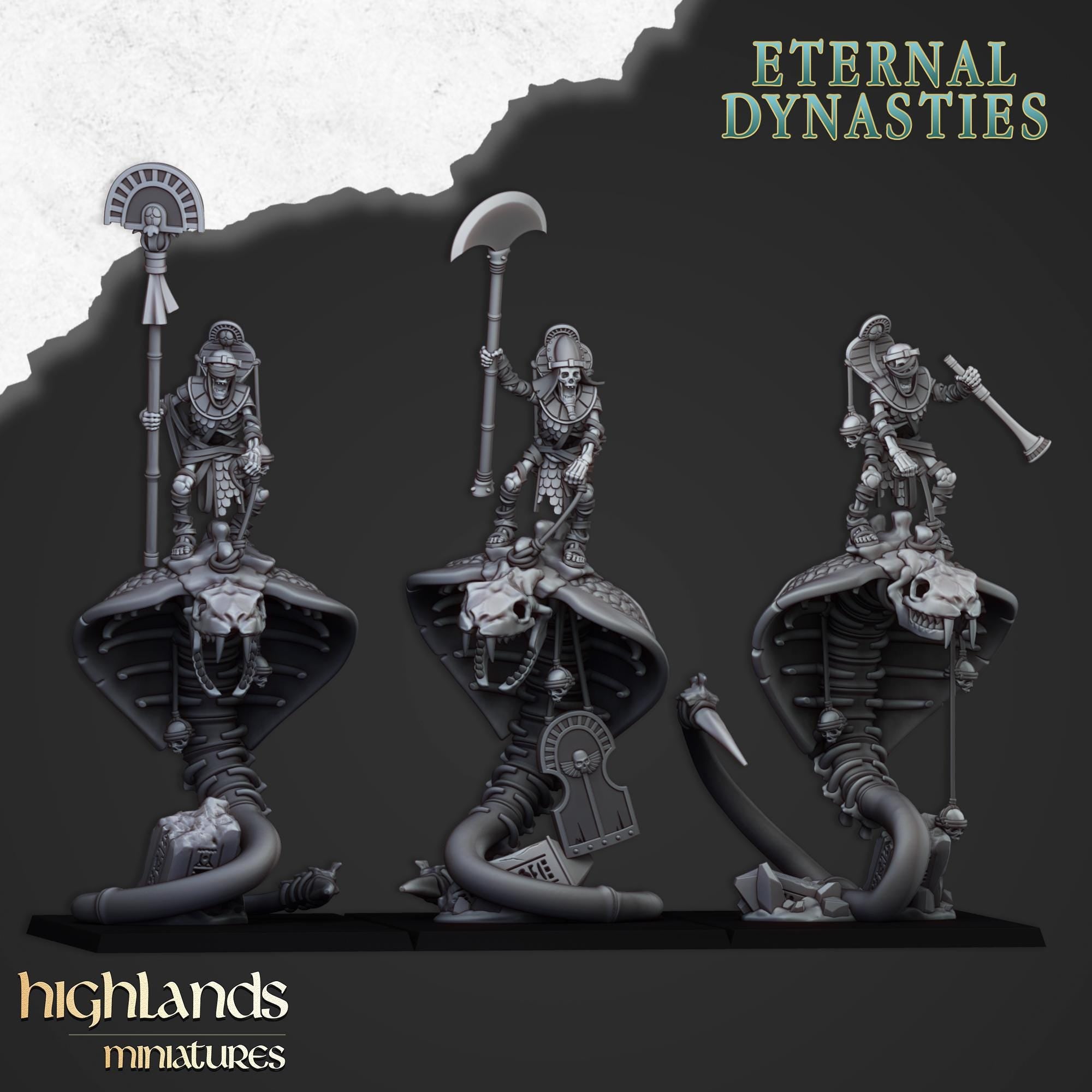 Mounted Ancient Guard on Great Snakes - in 12k- by Highlands Miniatures