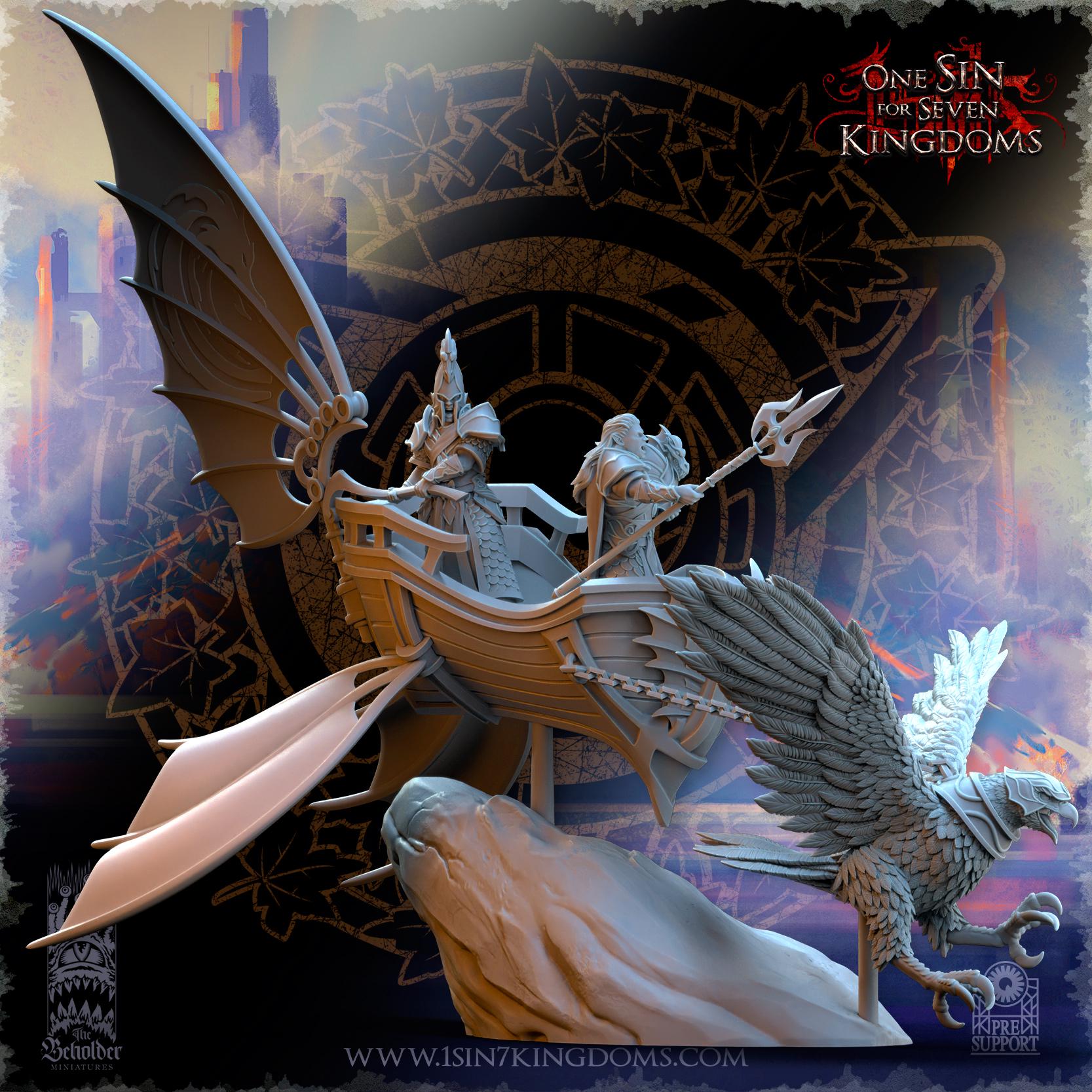 Silvermoor Elves Eagle Chariot - in 12k- by TheBeholderMiniatures