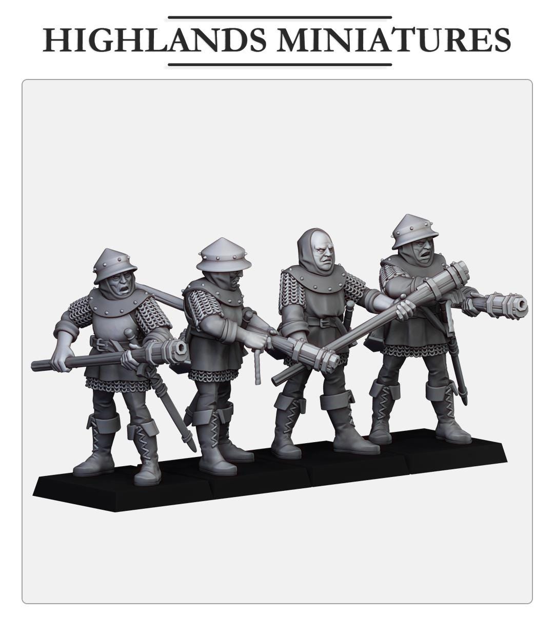Gallia Shooters: Handgunners  - in 12k- by Highlands Miniatures