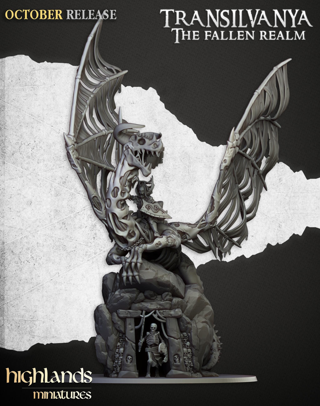 Vampire Lady on Zombie Dragon  - in 12k- by Highlands Miniatures