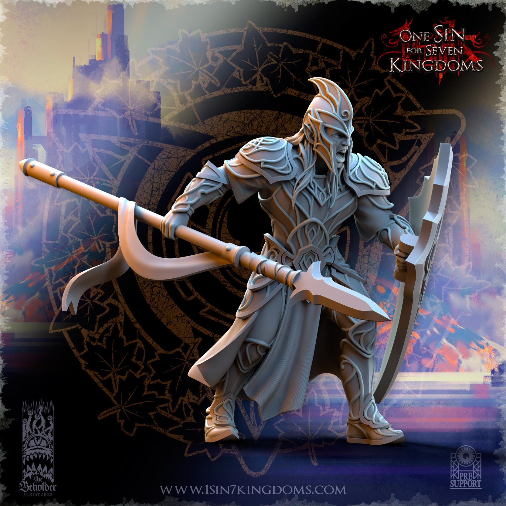 Silvermoor Elves Warriors with spears - in 12k- by TheBeholderMiniatures