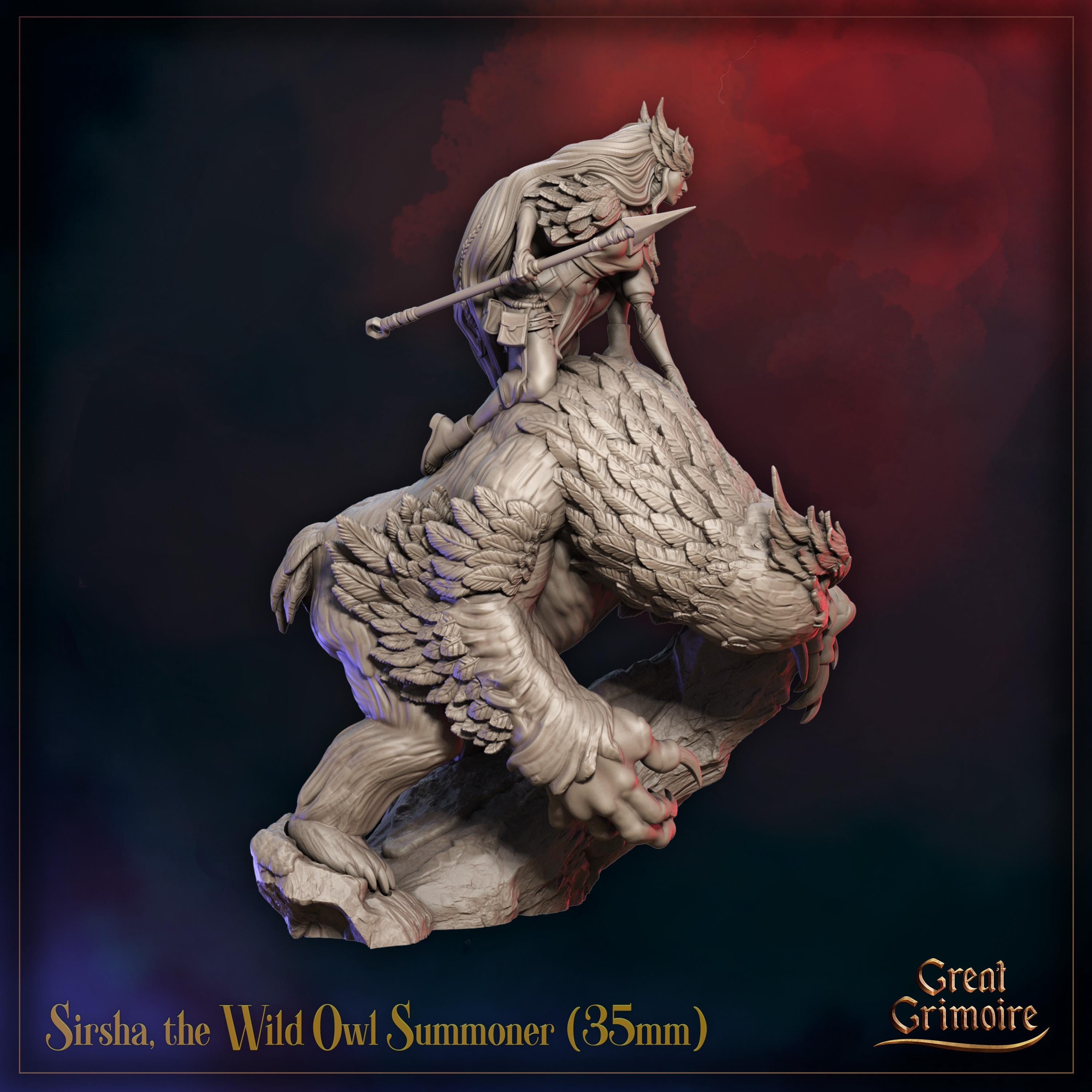 Sirsha, the Wild Owl Summoner - in 12k - by Great Grimoire