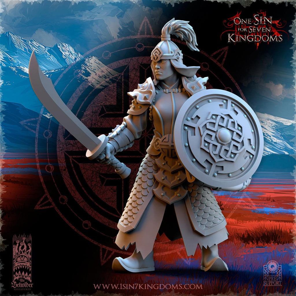 Astarii Dynasty Warriors swordsmen in 12k by TheBeholderMiniatures