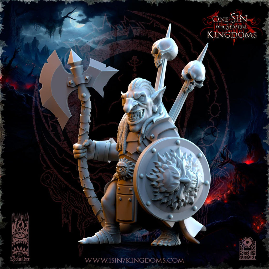 Mortus, The Black Horde Goblins Warlord - in 12k- by TheBeholderMiniatures
