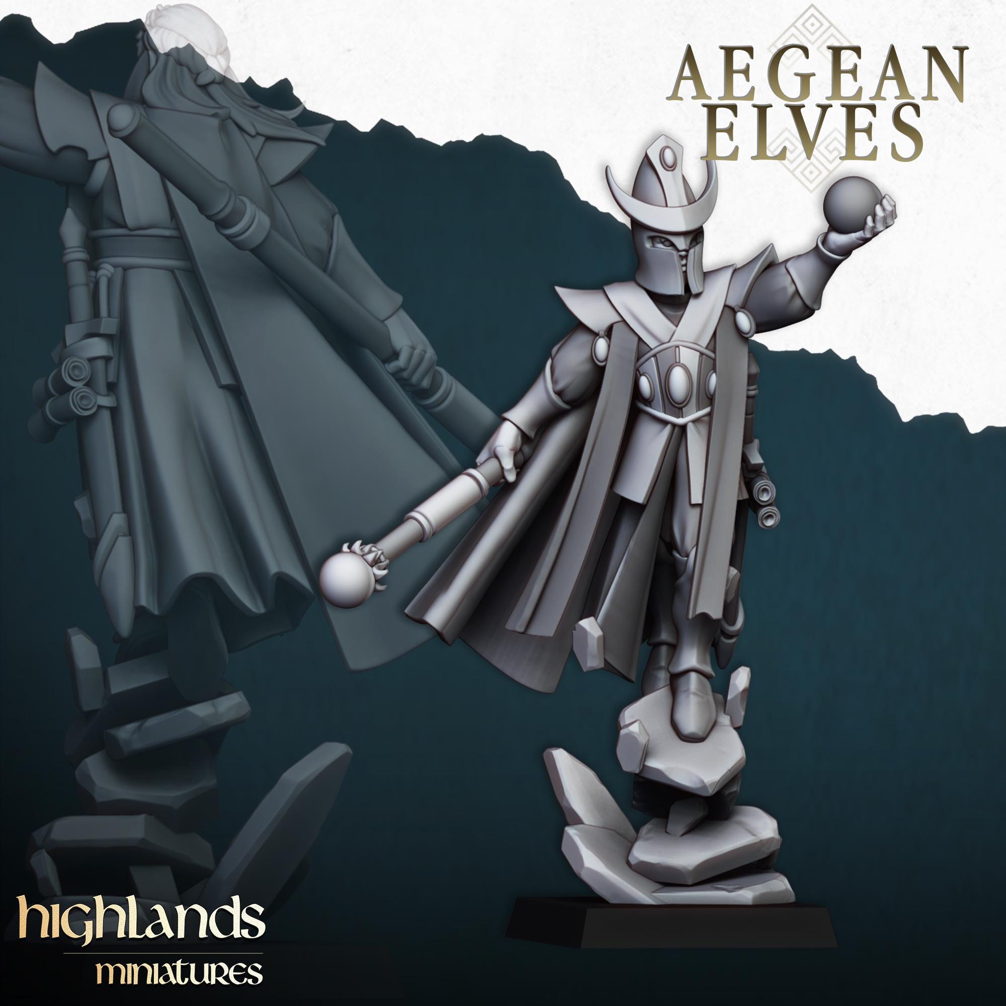 Aegean Elf Mage  - in 12k- by Highlands Miniatures