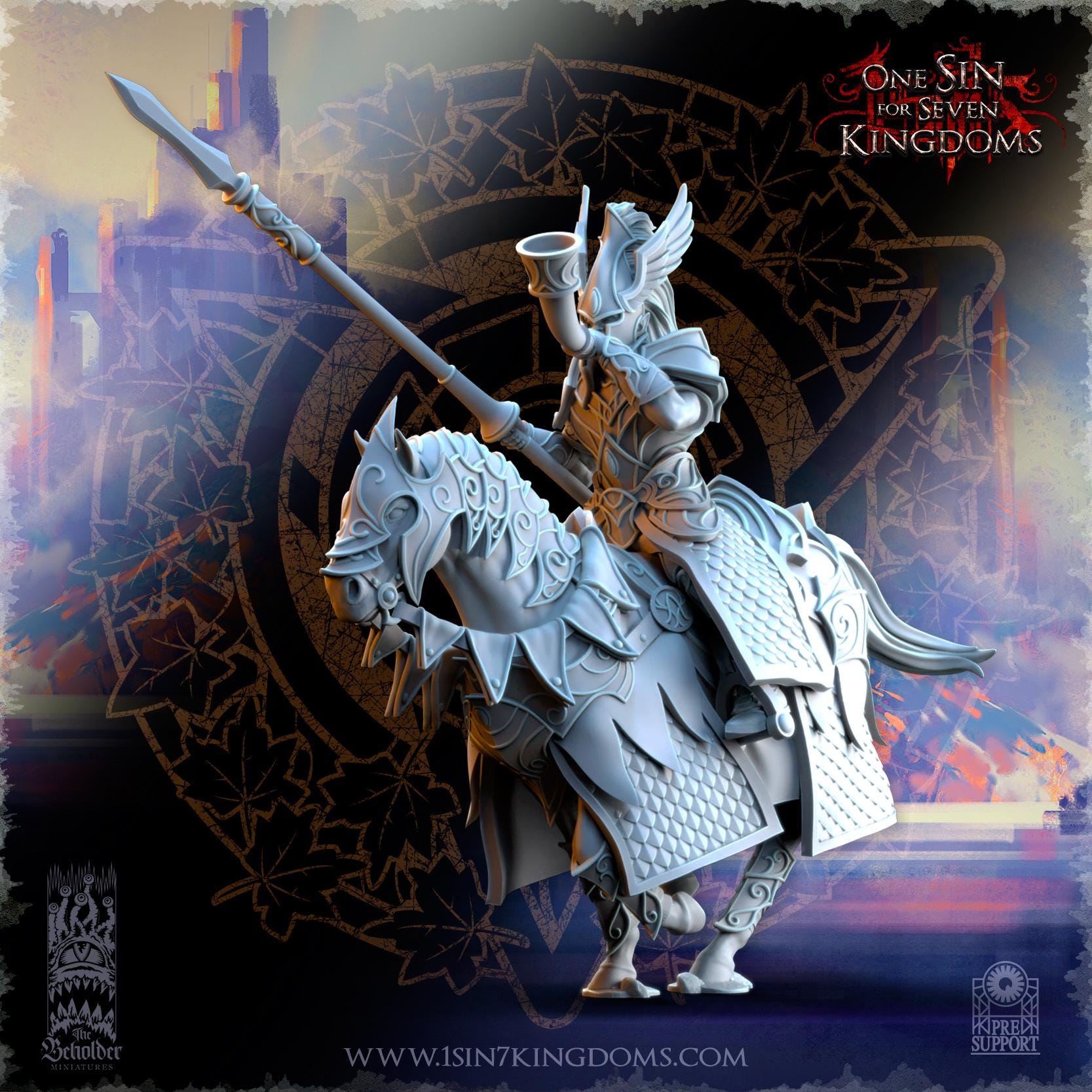 Silvermoor Elves Knights of Ashur Command Group - in 12k- by TheBeholderMiniatures