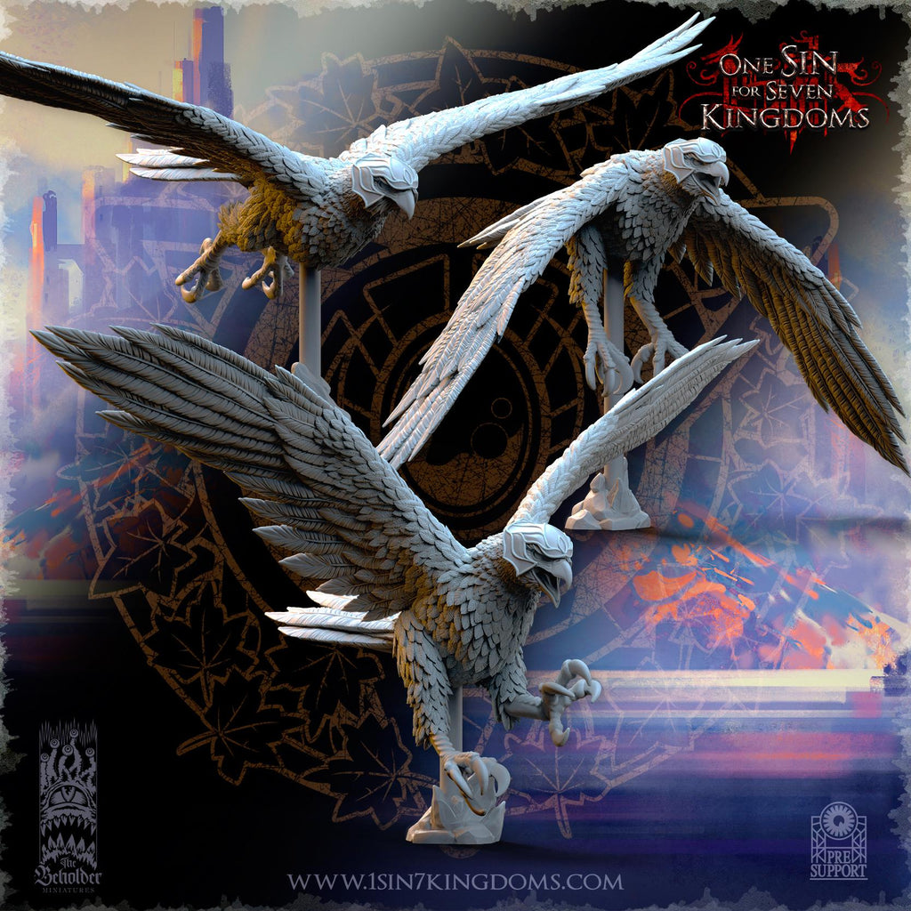 Silvermoor Elves Royal Eagles - 3 models - in 12k- by TheBeholderMiniatures