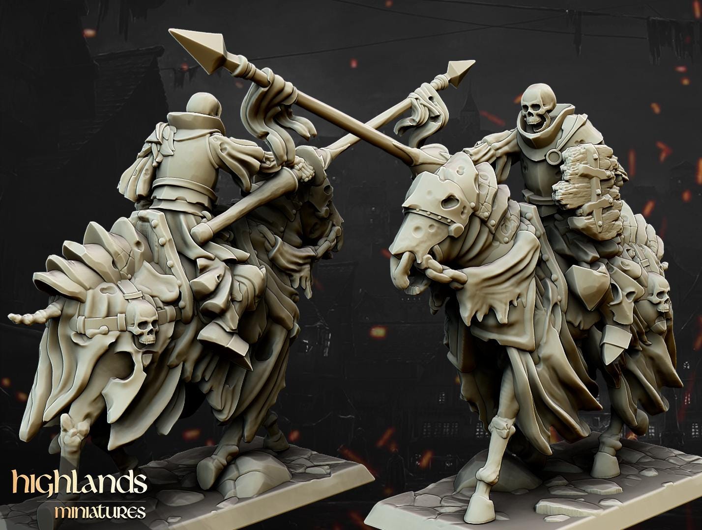 Undead Dark Knight Core Unit  - in 12k- by Highlands Miniatures
