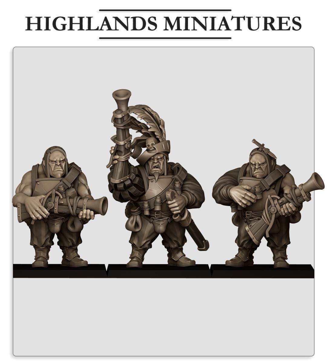 Sunland Ogres with Blunderbuss - in 12k- by Highlands Miniatures