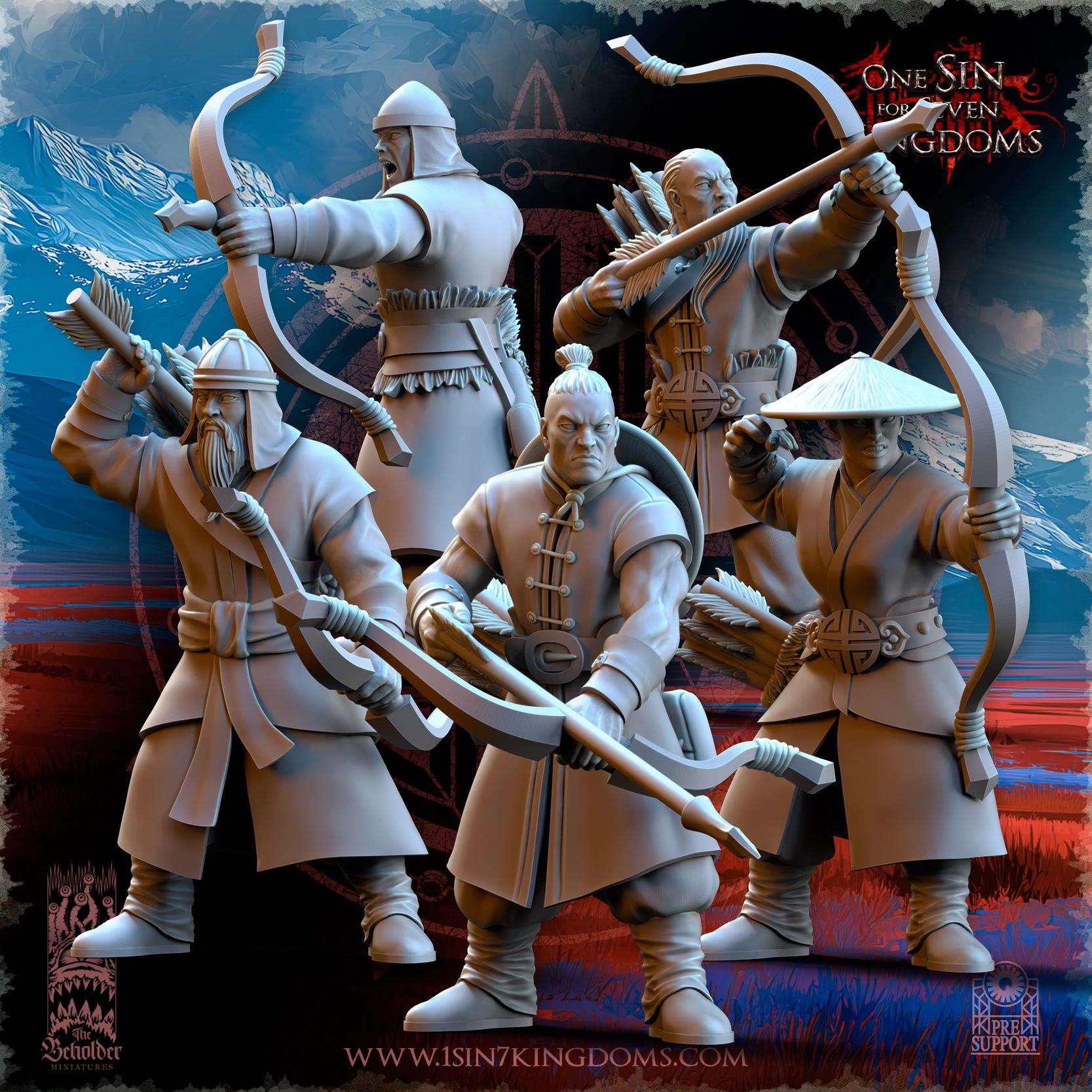 Astarii Dynasty Peasant Militia Archers- in 12k- by TheBeholderMiniatures