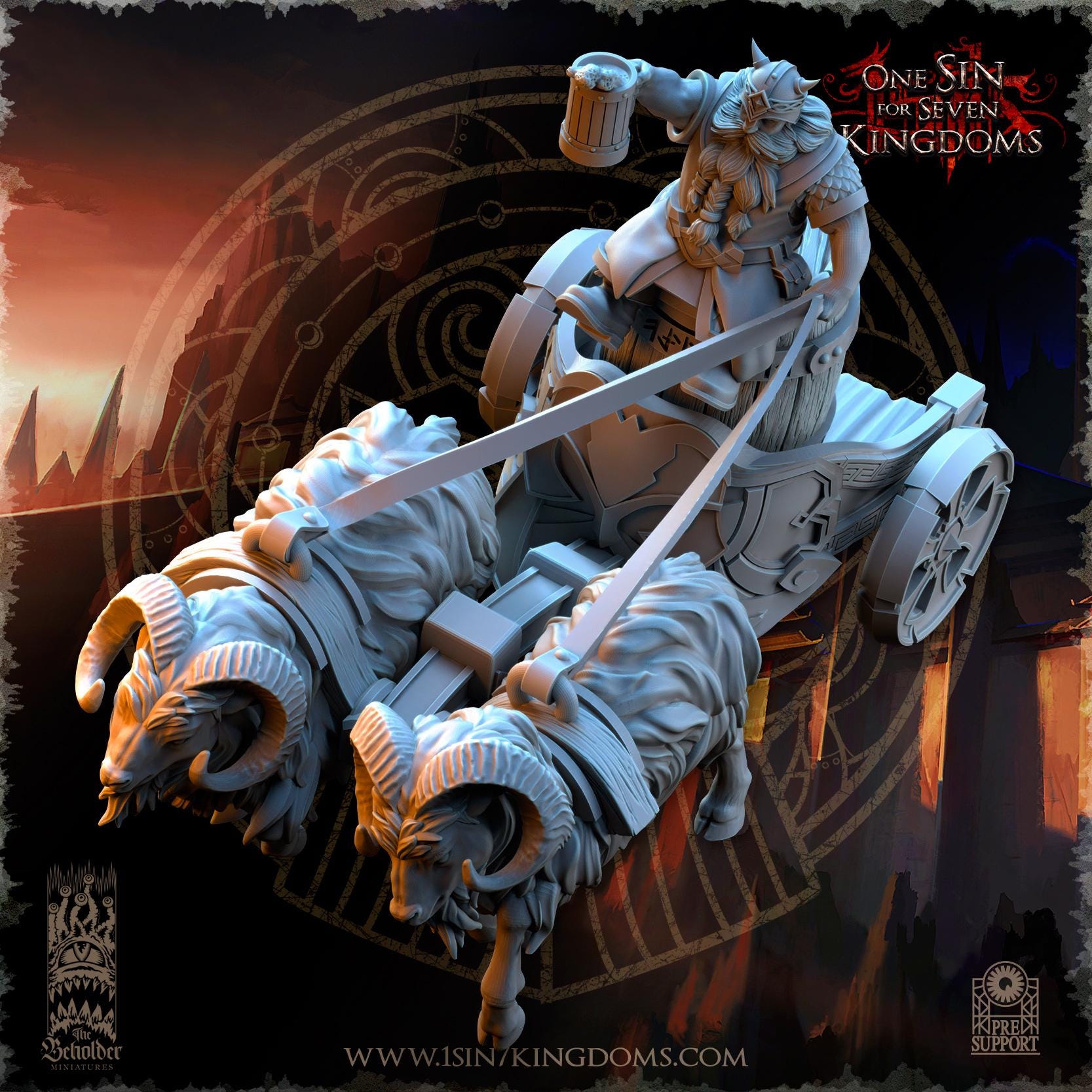 Dwarven Kingdoms Oktobeard Fest Chariot - in 12k- by TheBeholderMiniatures