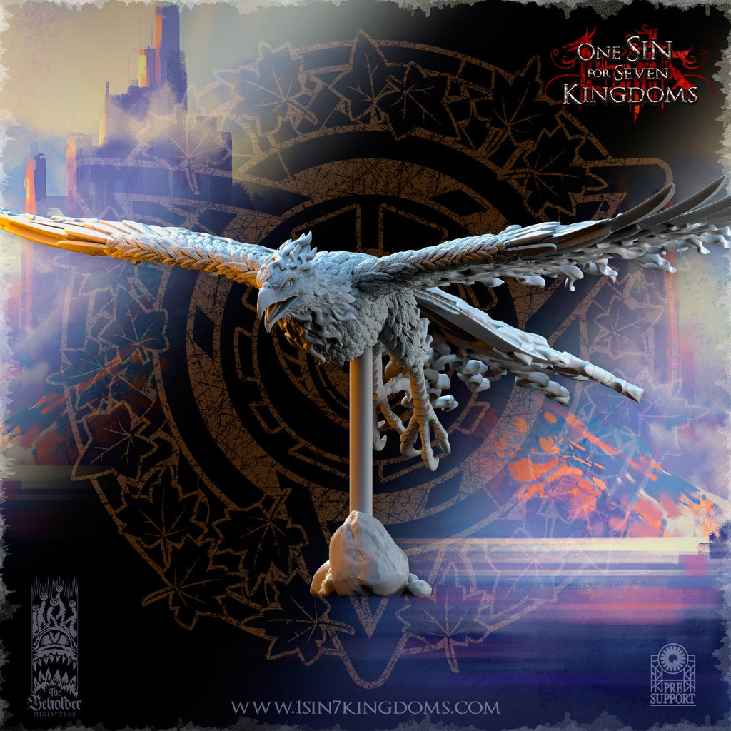Silvermoor Elves Searing Bird Lord on Phoenix - in 12k- by TheBeholderMiniatures