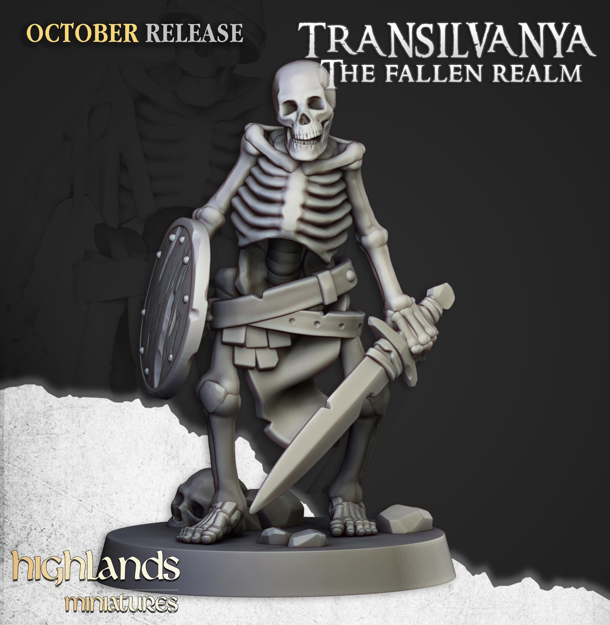 Skeleton Warriors with Swords Unit - in 12k- by Highlands Miniatures