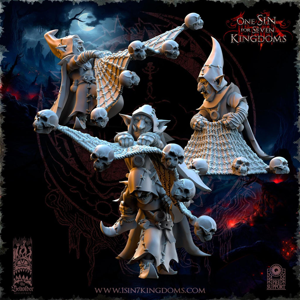 The Black Horde Goblins Skull Net Throwers - in 12k- by TheBeholderMiniatures