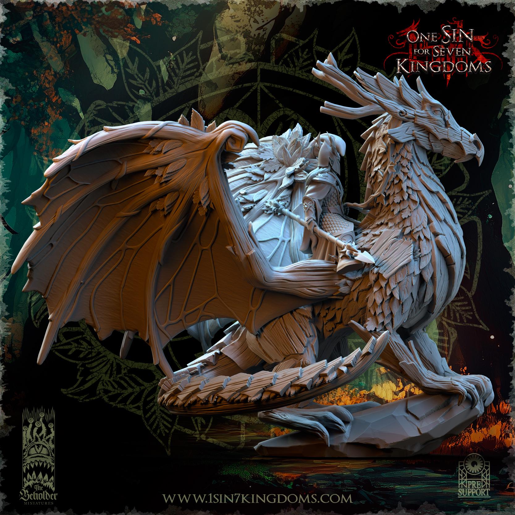 Evergreen Elves Forest Dragon - in 12k by TheBeholderMiniatures