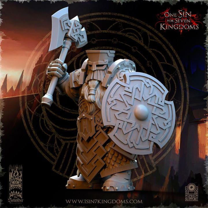 Dwarven kingdom iron head warriors - 12k  by TheBeholderMiniatures