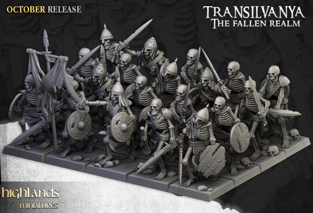 Skeleton Warriors with Swords Unit - in 12k- by Highlands Miniatures