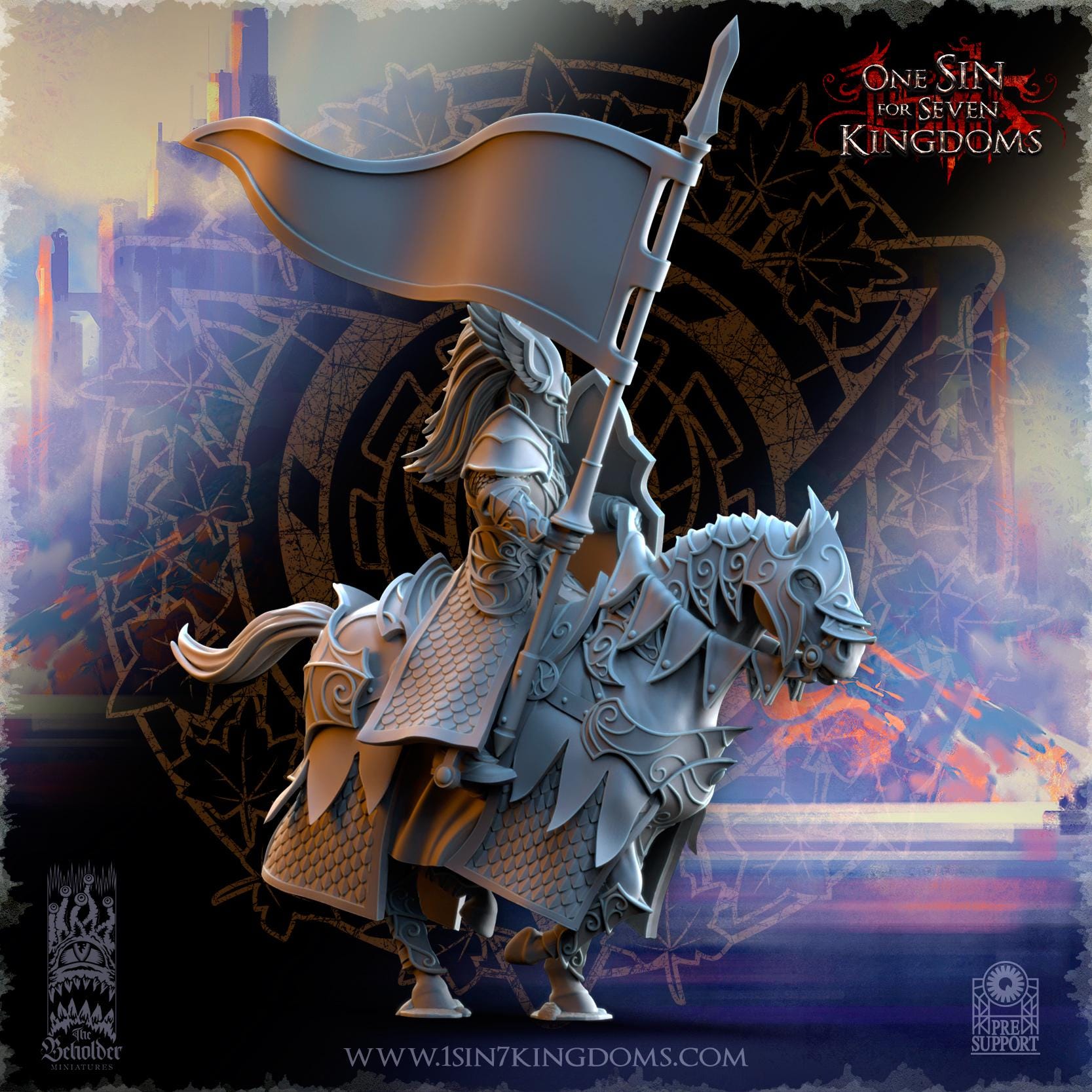 Silvermoor Elves Knights of Ashur Command Group - in 12k- by TheBeholderMiniatures