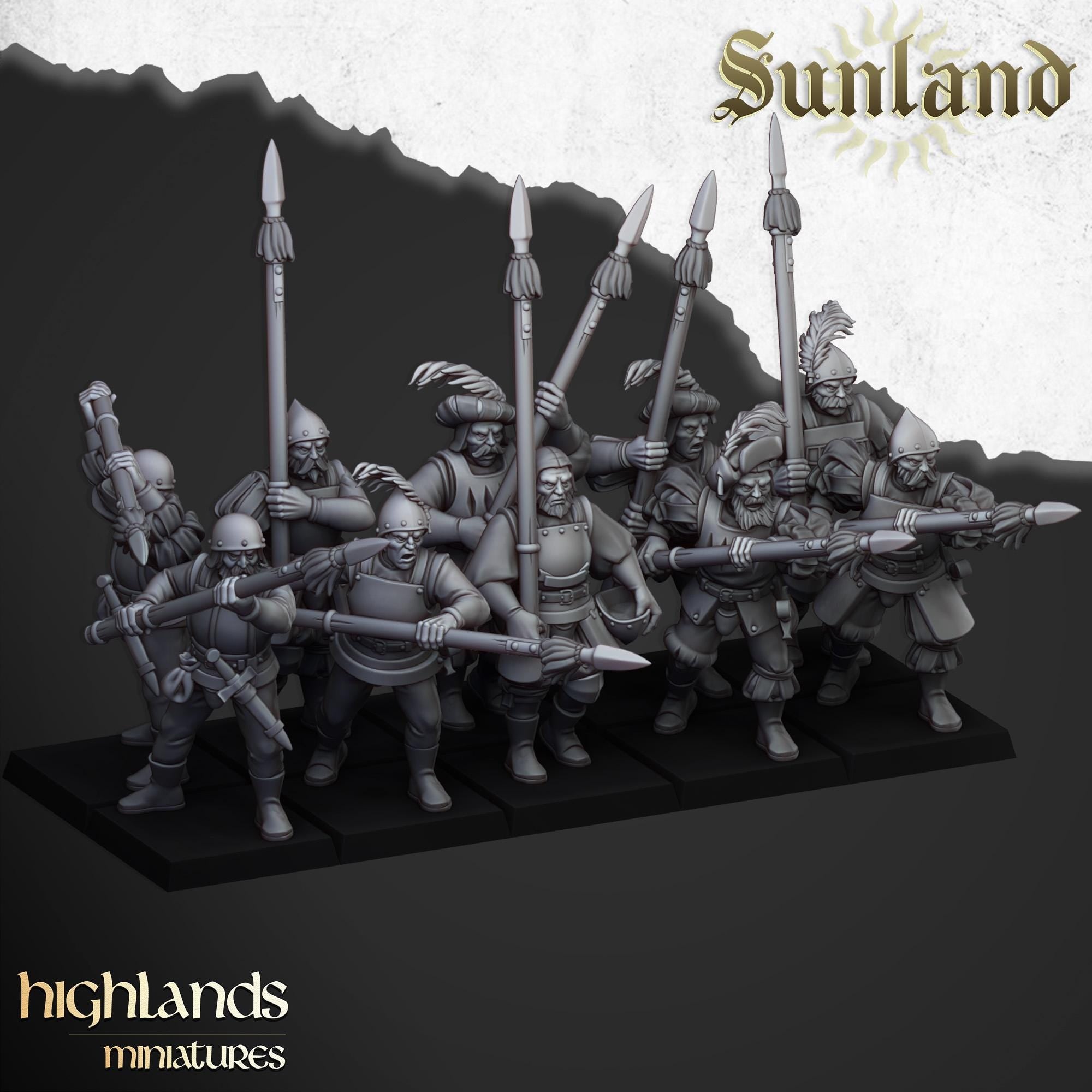 Sunland Troops with Halberds and Spears - 12k - Highlands Miniatures