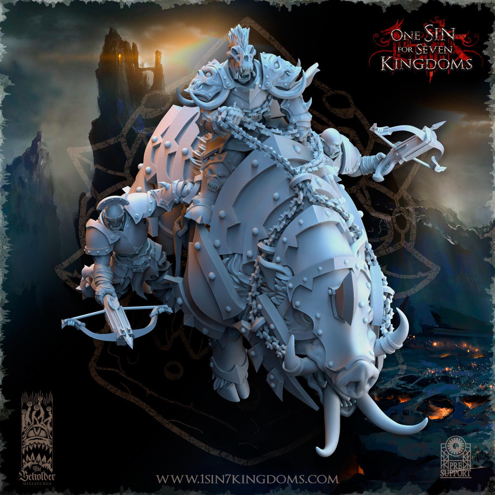 Khur Gann Nestah Warlord on Warbringer Boar  - in 12k- by TheBeholderMiniatures