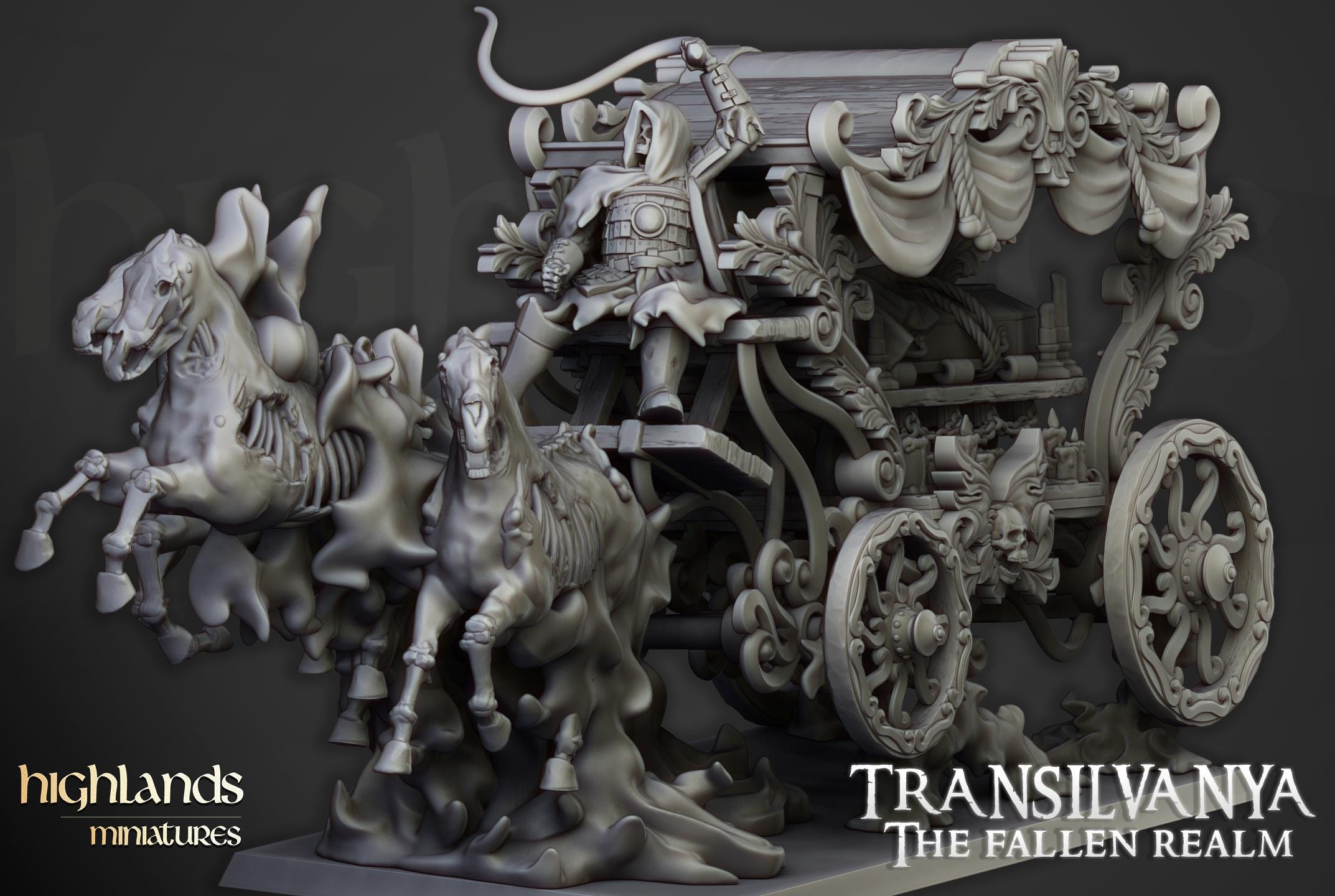 Undead Boyar Chariot   - in 12k- by Highlands Miniatures